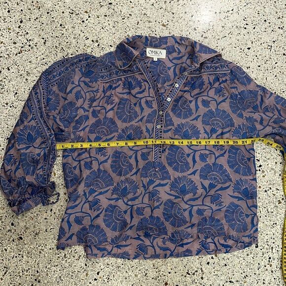 OMIKA Anthropologie India pants top set resort wear pink blue small s - Picture 7 of 10